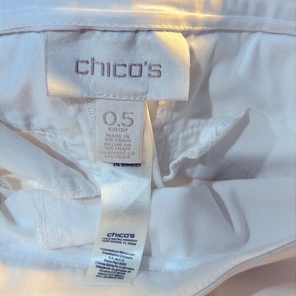 Chico's White Convertible Roll Up Cotton Blend Summer Pants sz 0.5  (S/6) - Picture 8 of 9